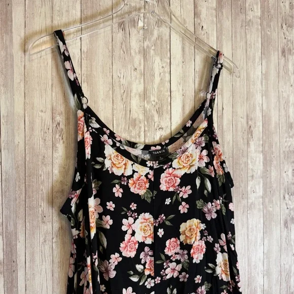 Torrid Black Floral Challis Trapeze Dress Pockets - Picture 6 of 8